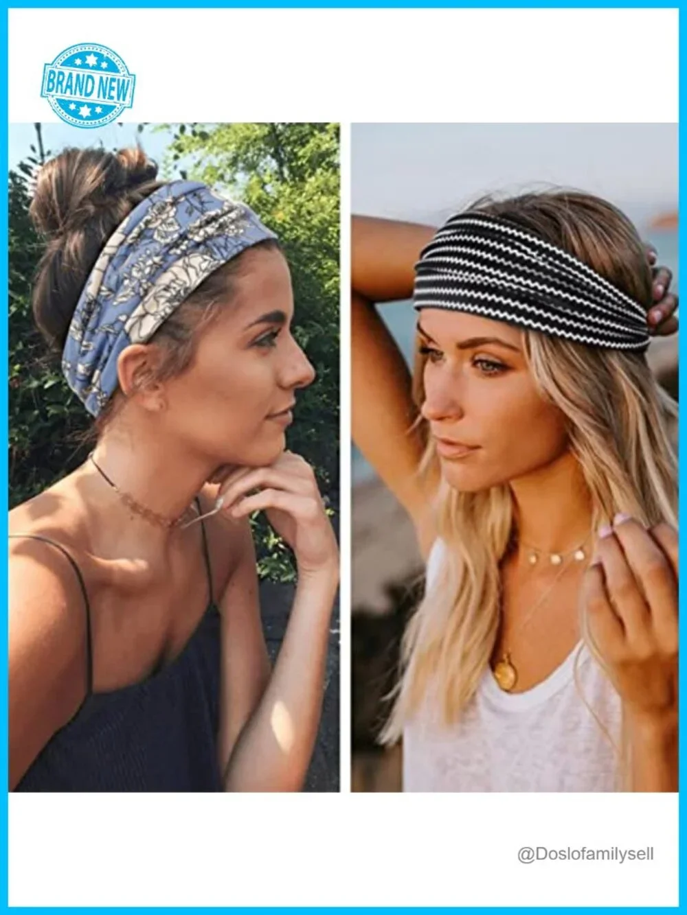Boho Wide Non Slip Yoga Headbands 6 Pack Cotton Hair Bands